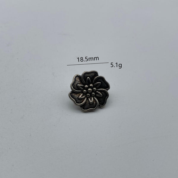 Brass Flower Sewing Button Old Silver Clothing Button,Metal Shank Button