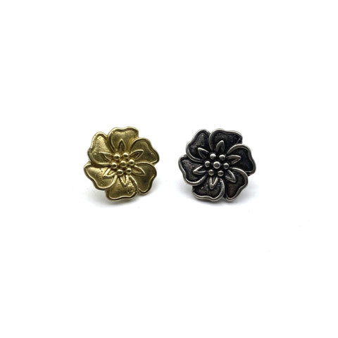 Brass Flower Sewing Button Old Silver Clothing Button,Metal Shank Button