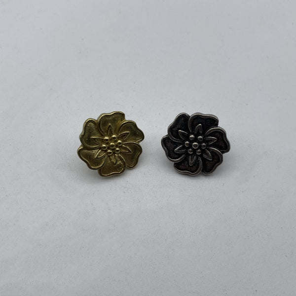 Brass Flower Sewing Button Old Silver Clothing Button,Metal Shank Button