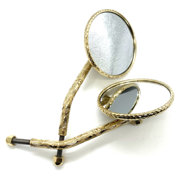 Motorcycle Brass Rear View Mirror Side Mirror Hand Carved,Iron 883/Forty-Eight/XL 1200