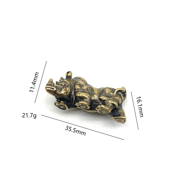 Brass Rhinoceros Keyring,Children's Gifts Kids Keychain Charm Pendant