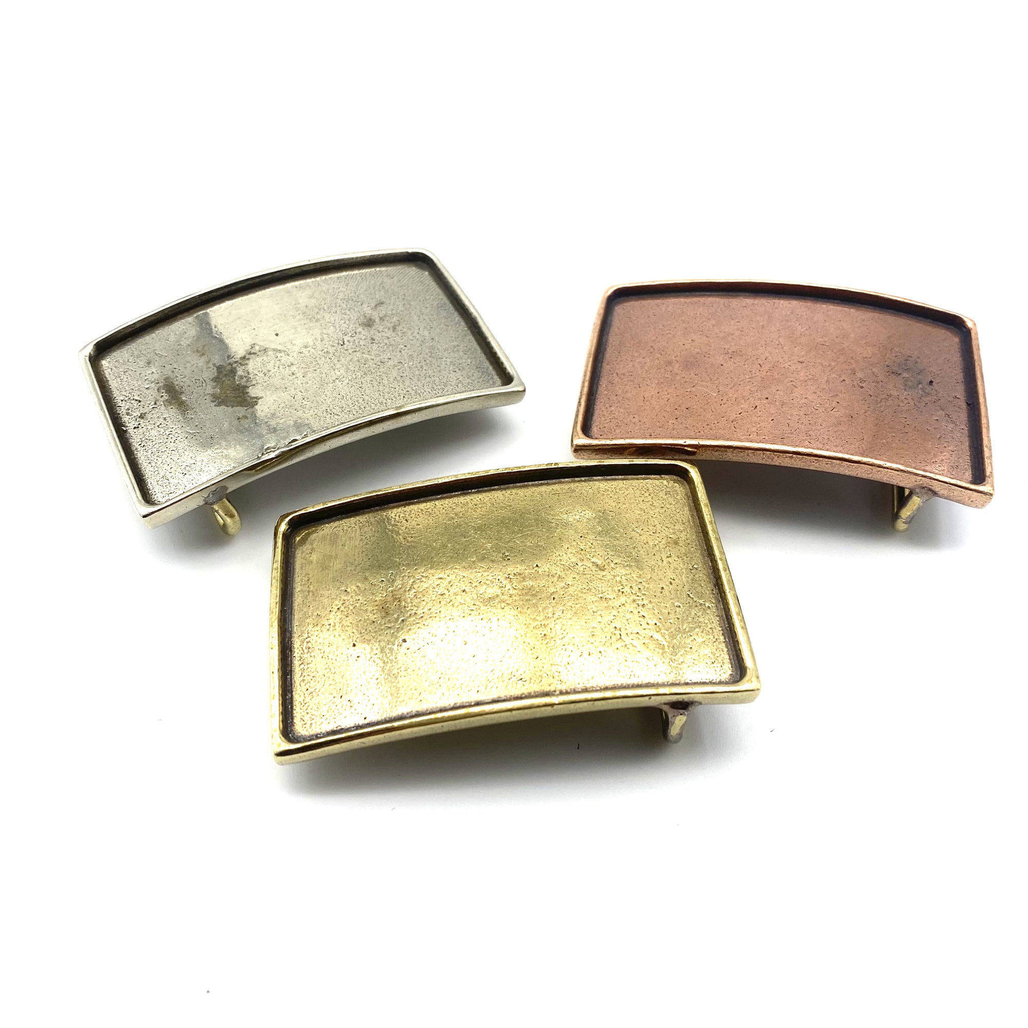 Copper Belt Buckle Cowhide Insert Plain Buckle Leather Inlay buckle