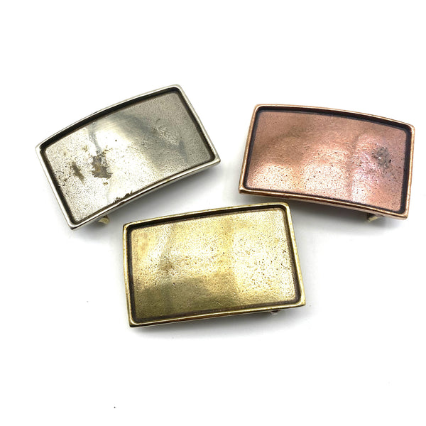 Copper Belt Buckle Cowhide Insert Plain Buckle Leather Inlay buckle