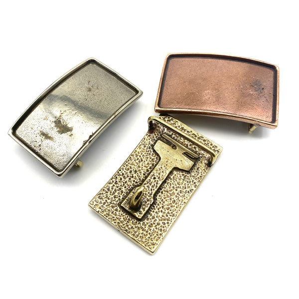 Copper Belt Buckle Cowhide Insert Plain Buckle Leather Inlay buckle