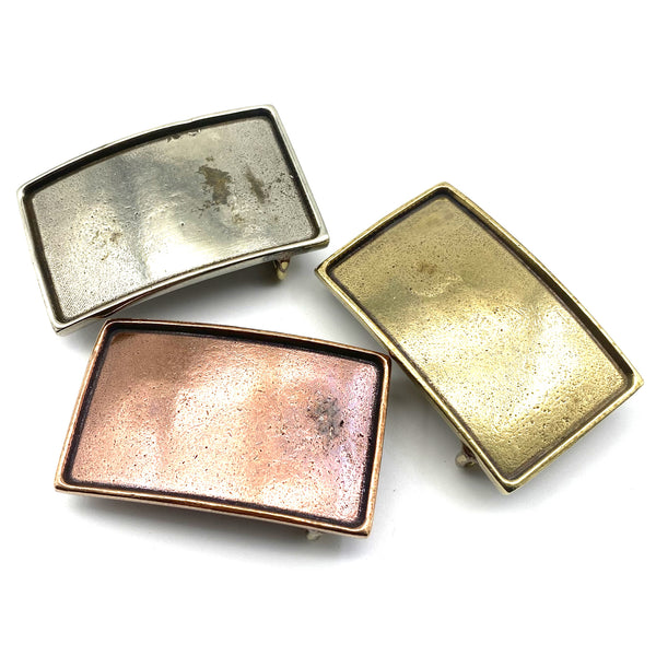Copper Belt Buckle Cowhide Insert Plain Buckle Leather Inlay buckle