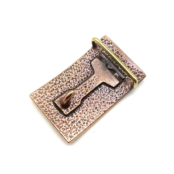 Copper Belt Buckle Cowhide Insert Plain Buckle Leather Inlay buckle