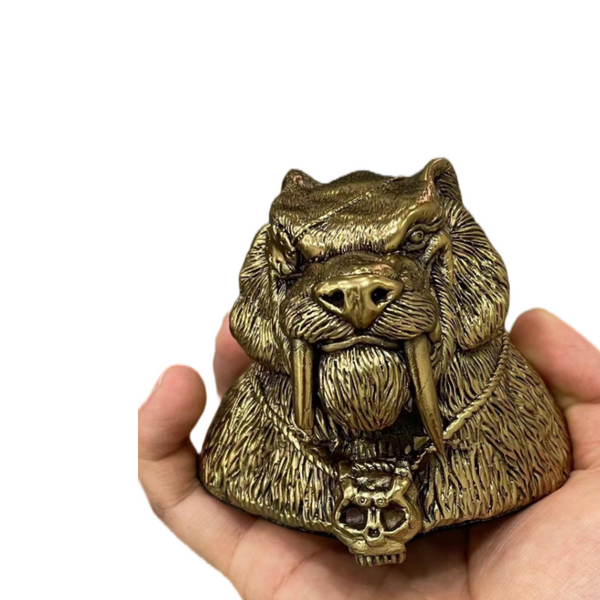 Handcast Brass Pirate Bear Bust - Nautical Decor &amp; Unique Gift for Men, Vintage Steampunk Sculpture for Home Office Mantel or Bookshelf