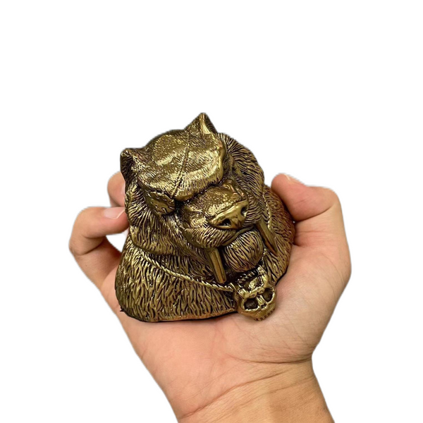 Handcast Brass Pirate Bear Bust - Nautical Decor &amp; Unique Gift for Men, Vintage Steampunk Sculpture for Home Office Mantel or Bookshelf