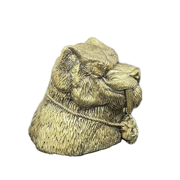 Handcast Brass Pirate Bear Bust - Nautical Decor &amp; Unique Gift for Men, Vintage Steampunk Sculpture for Home Office Mantel or Bookshelf