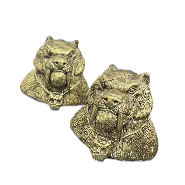 Handcast Brass Pirate Bear Bust - Nautical Decor &amp; Unique Gift for Men, Vintage Steampunk Sculpture for Home Office Mantel or Bookshelf