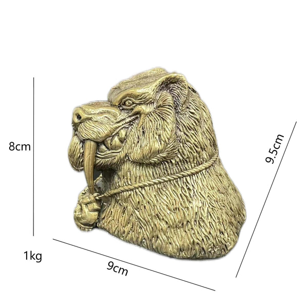 Handcast Brass Pirate Bear Bust - Nautical Decor &amp; Unique Gift for Men, Vintage Steampunk Sculpture for Home Office Mantel or Bookshelf
