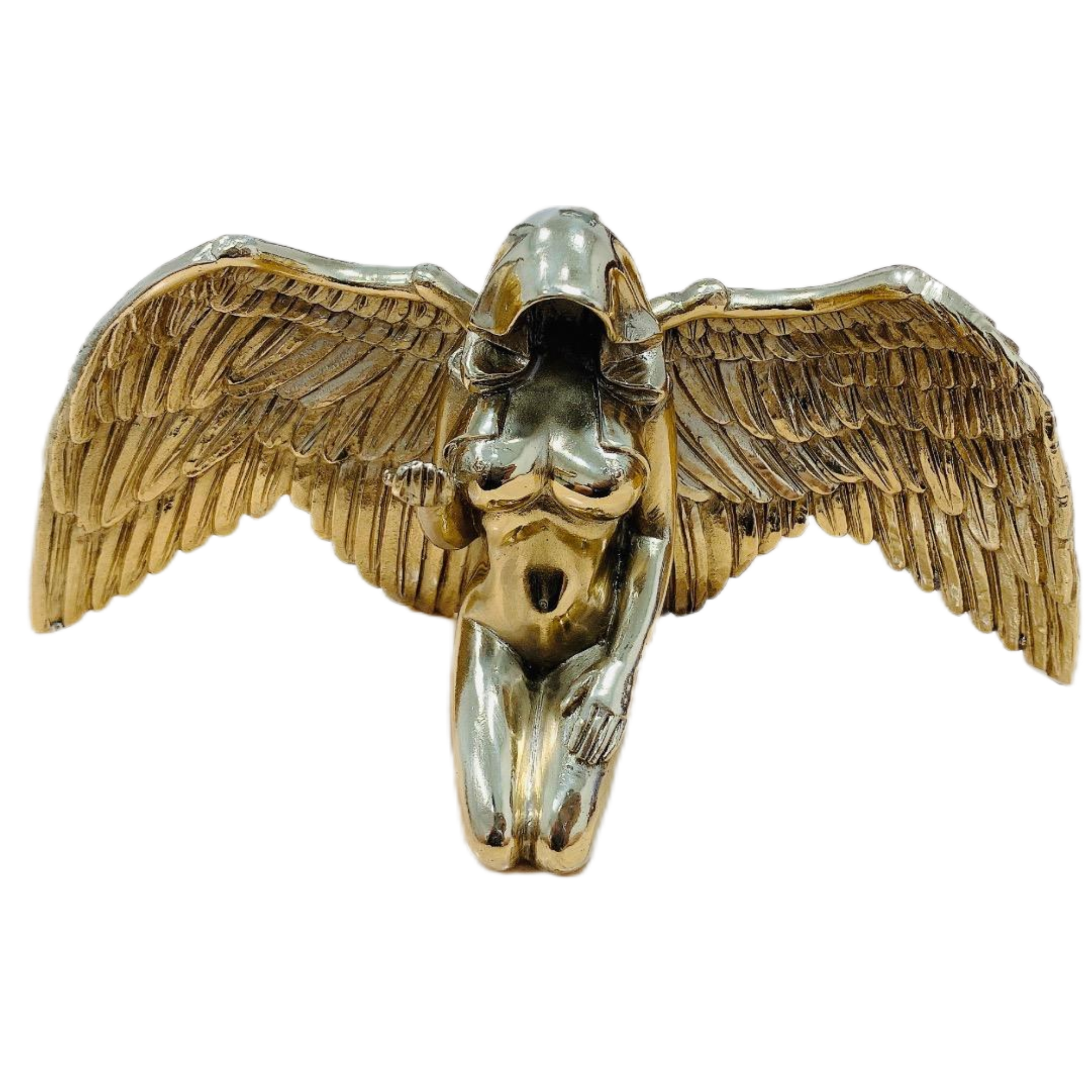 Handmade Brass Angel Statue - Vintage Winged Sculpture for Home Altar Decor, Spiritual Gift for Christmas, Baptism or Meditation Space