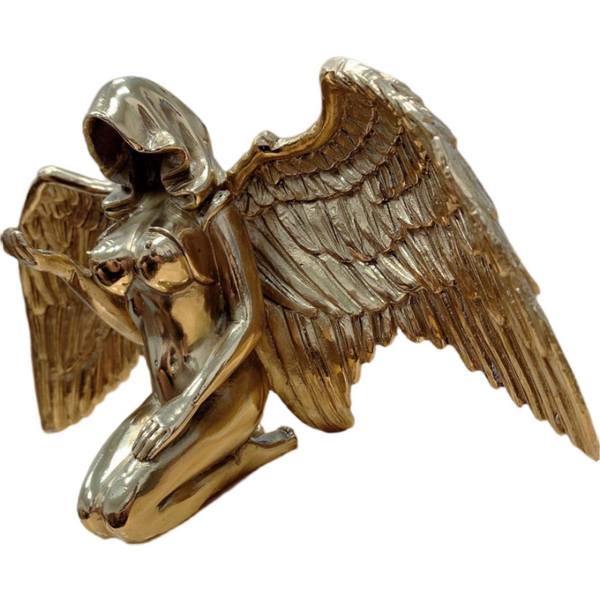 Handmade Brass Angel Statue - Vintage Winged Sculpture for Home Altar Decor, Spiritual Gift for Christmas, Baptism or Meditation Space