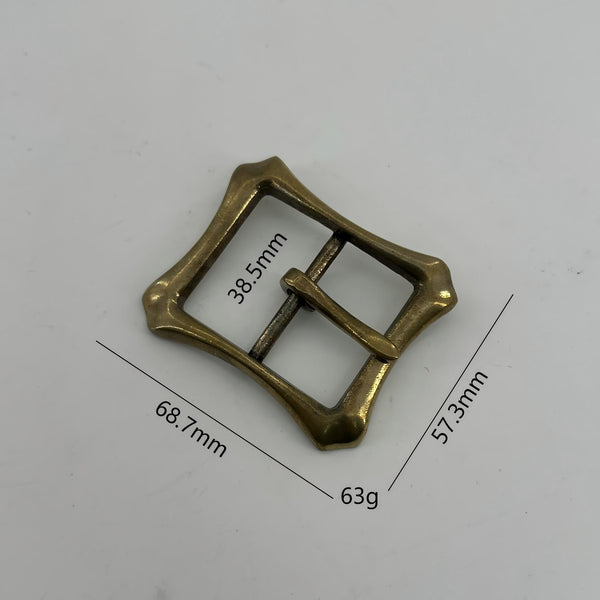 38mm Solid Copper Casted Leather Belt Buckle Retro Finish