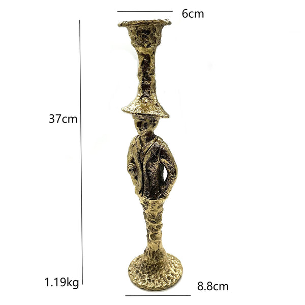 Handcast Brass Waiter Candle Holder - Elegant Table Centerpiece for Dining Room,Vintage Servant Sculpture Decor Ornament Wedding Anniversary
