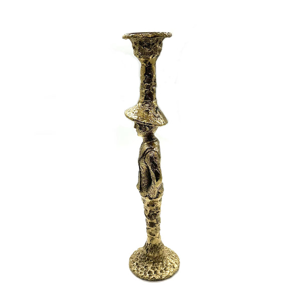 Handcast Brass Waiter Candle Holder - Elegant Table Centerpiece for Dining Room,Vintage Servant Sculpture Decor Ornament Wedding Anniversary