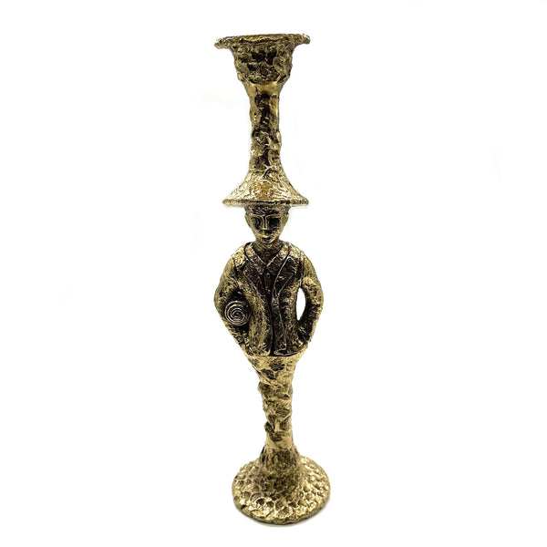 Handcast Brass Waiter Candle Holder - Elegant Table Centerpiece for Dining Room,Vintage Servant Sculpture Decor Ornament Wedding Anniversary
