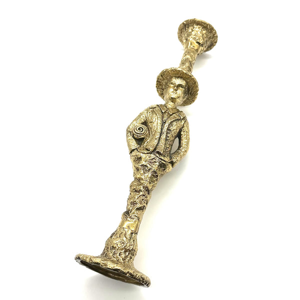 Handcast Brass Waiter Candle Holder - Elegant Table Centerpiece for Dining Room,Vintage Servant Sculpture Decor Ornament Wedding Anniversary