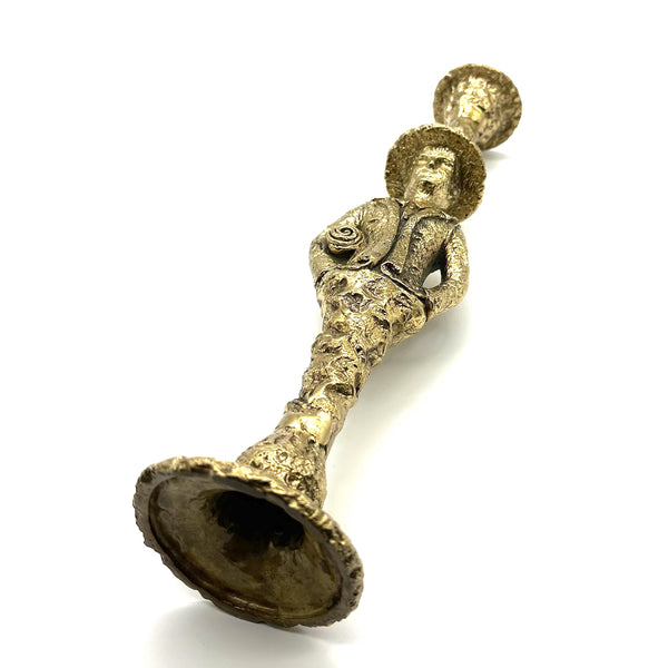 Handcast Brass Waiter Candle Holder - Elegant Table Centerpiece for Dining Room,Vintage Servant Sculpture Decor Ornament Wedding Anniversary