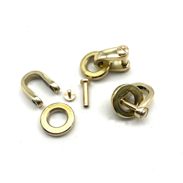 Handmade Brass D Shape Shackle Customized Size Thicker Brass Ring Leather Keychain Hardwares