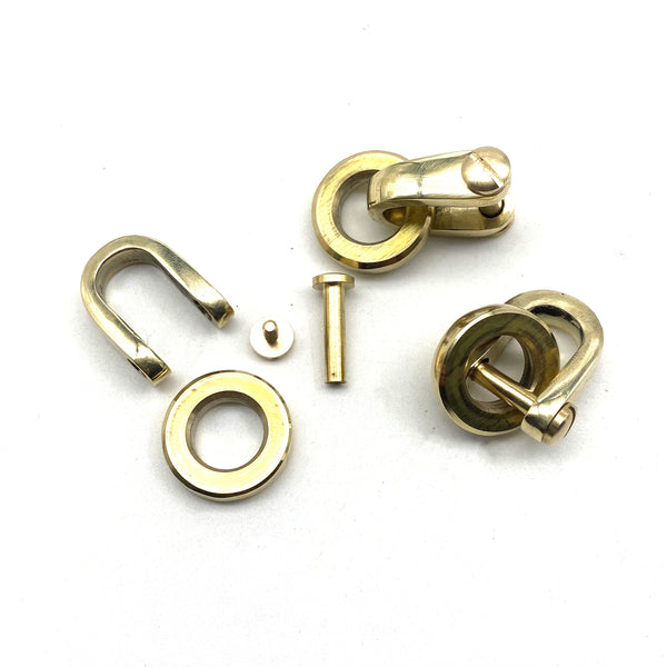 Handmade Brass D Shape Shackle Customized Size Thicker Brass Ring Leather Keychain Hardwares