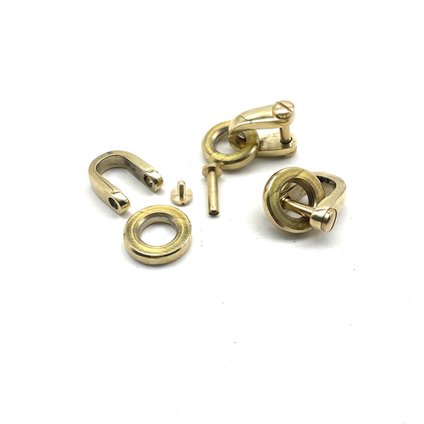 Handmade Brass D Shape Shackle Customized Size Thicker Brass Ring Leather Keychain Hardwares