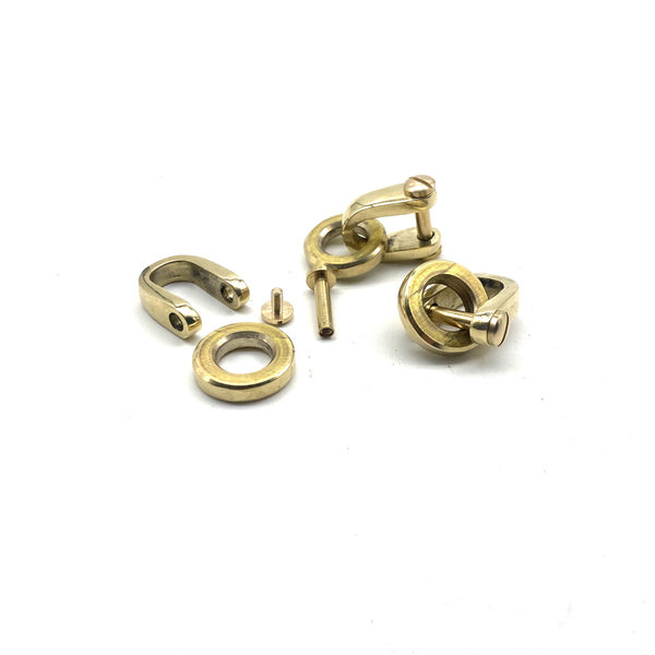 Handmade Brass D Shape Shackle Customized Size Thicker Brass Ring Leather Keychain Hardwares