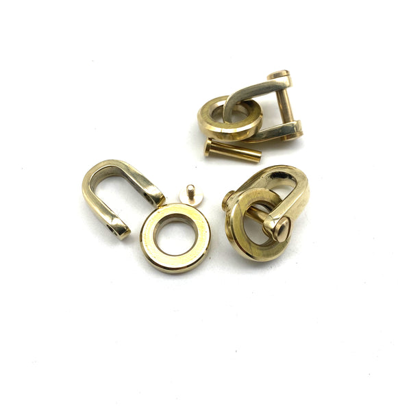 Handmade Brass D Shape Shackle Customized Size Thicker Brass Ring Leather Keychain Hardwares
