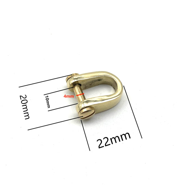 Handmade Brass D Shape Shackle Customized Size Thicker Brass Ring Leather Keychain Hardwares