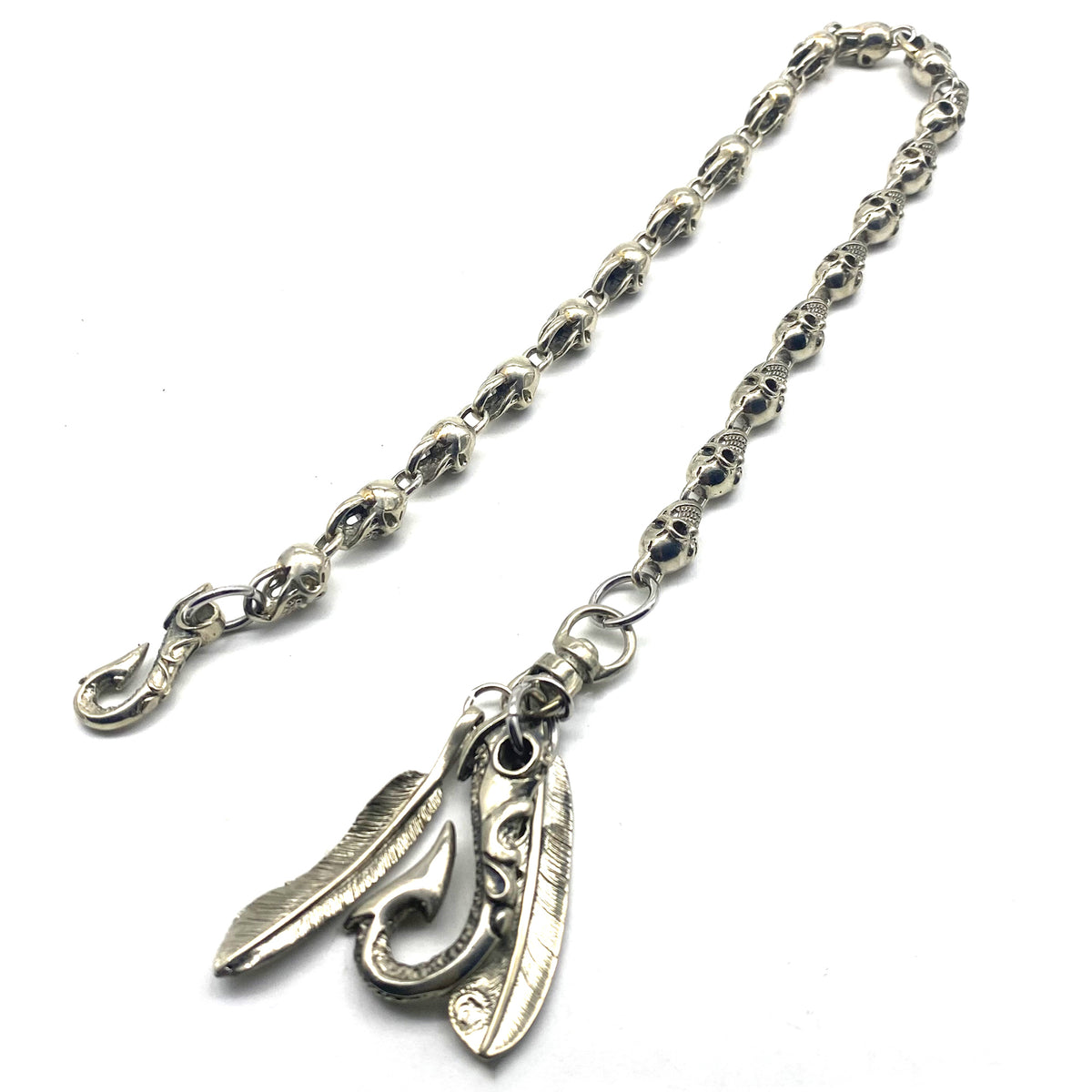 Old Silver Skull Linked Keychain,Biker Wallet Chains,Leather Puse Skul ...