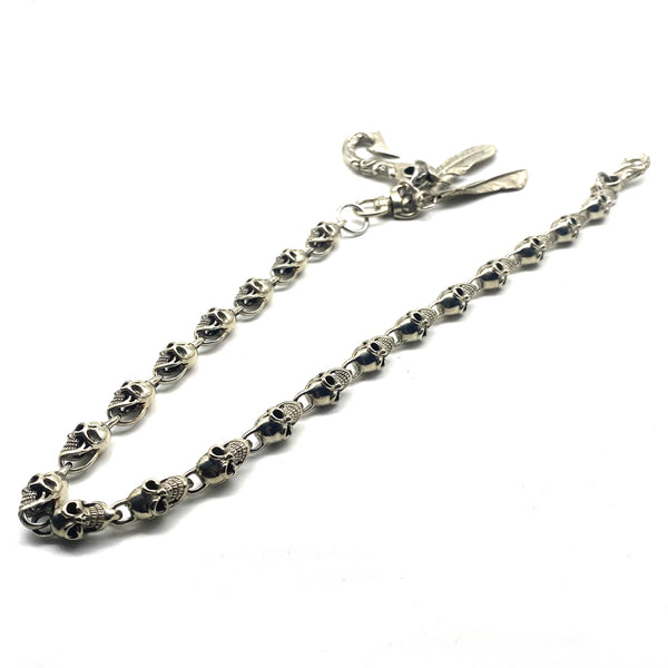Old Silver Skull Linked Keychain,Biker Wallet Chains,Leather Puse Skull Chain,Excluisve Design