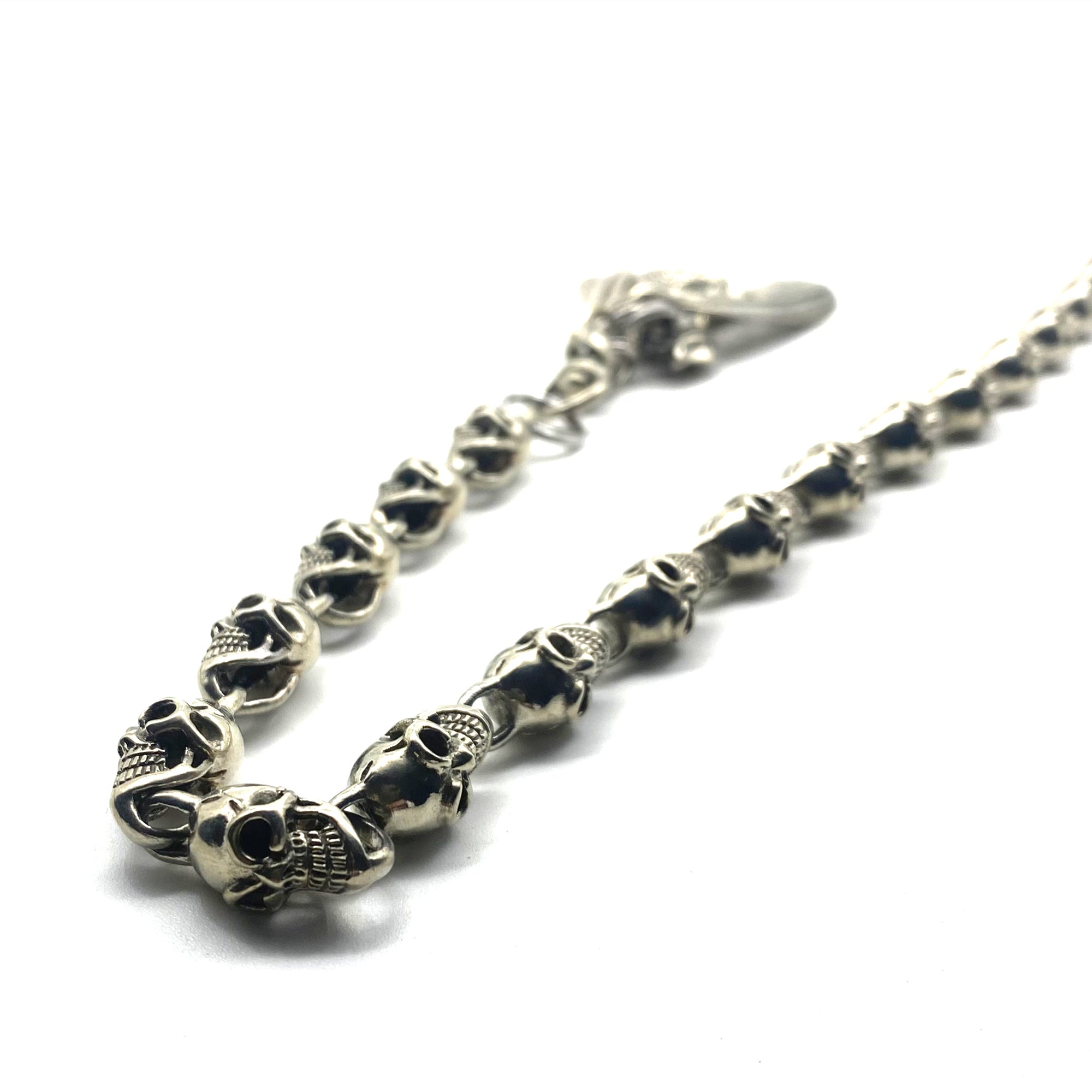 Old Silver Skull Linked Keychain,Biker Wallet Chains,Leather