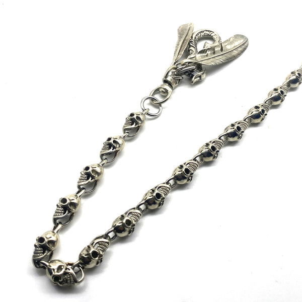 Old Silver Skull Linked Keychain,Biker Wallet Chains,Leather Puse Skull Chain,Excluisve Design