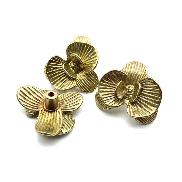 Brass Flower Drawer Pulls | Cabinet Handles Knob for Wardrobe, Wine Cellar & Luxury Furniture