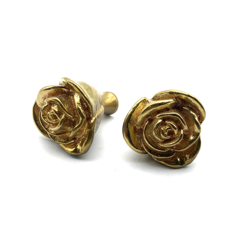 Rose Flower Drawer Knob | Heavy Brass Drawer Pulls | Cabinet Handles for Wardrobe, Wine Cellar & Luxury Furniture
