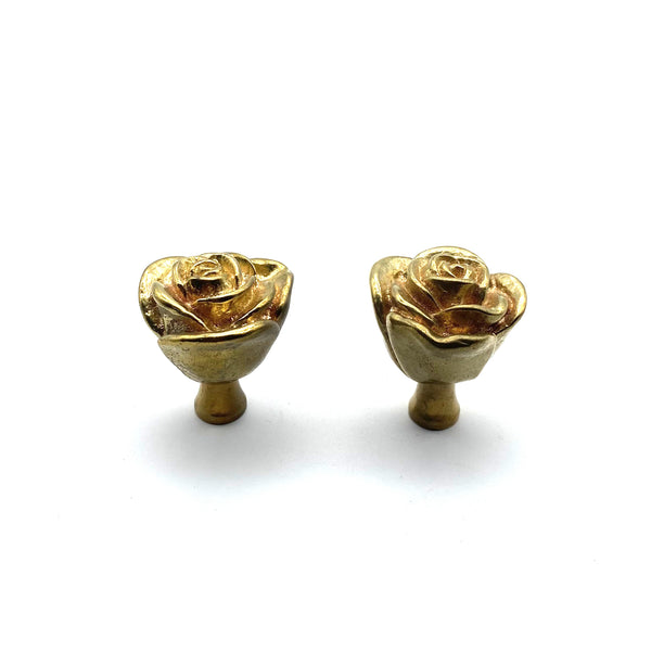 Rose Flower Drawer Knob | Heavy Brass Drawer Pulls | Cabinet Handles for Wardrobe, Wine Cellar & Luxury Furniture