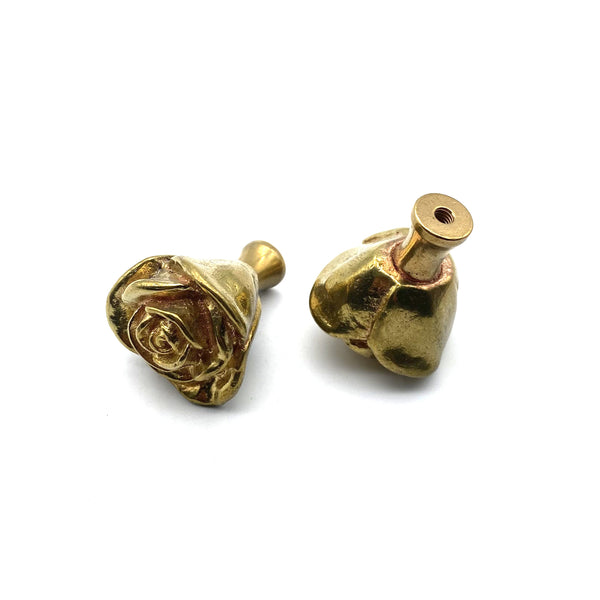 Rose Flower Drawer Knob | Heavy Brass Drawer Pulls | Cabinet Handles for Wardrobe, Wine Cellar & Luxury Furniture