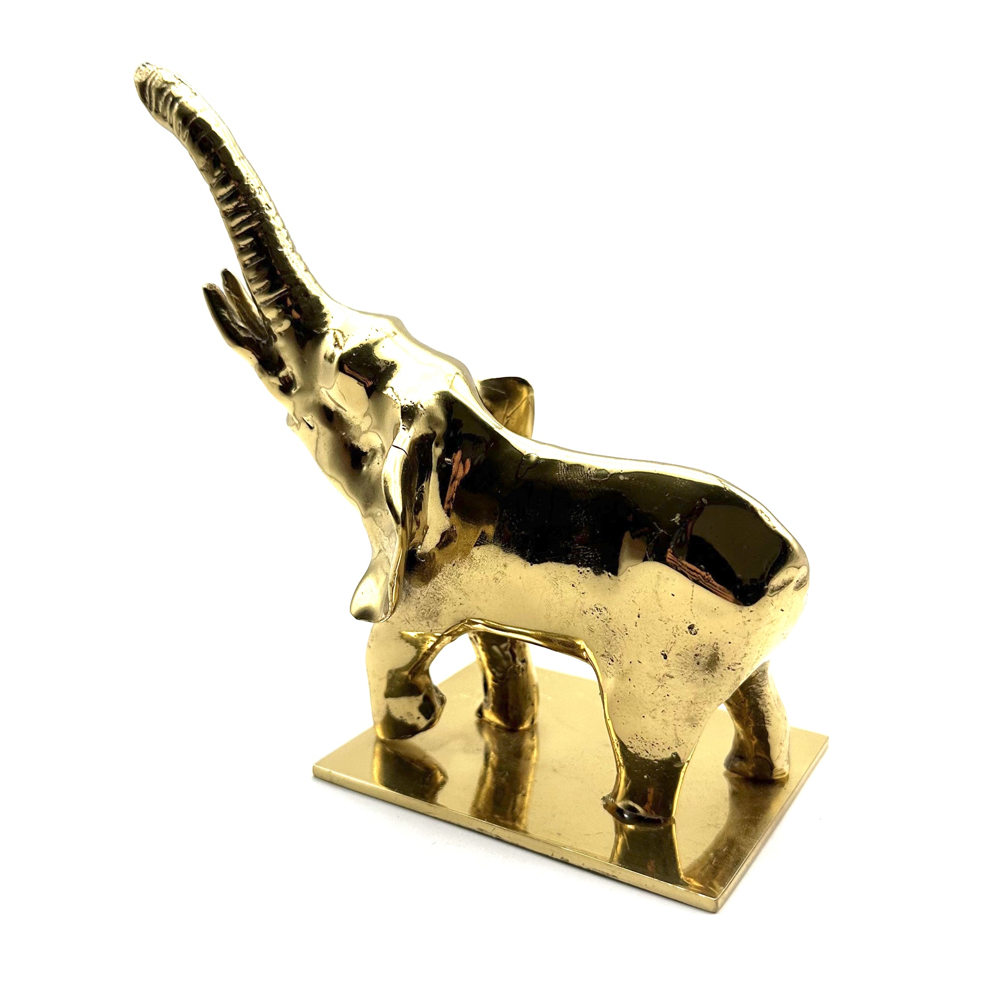 Brass Elephant Figurine Gold Animal Statue for Room Decoration
