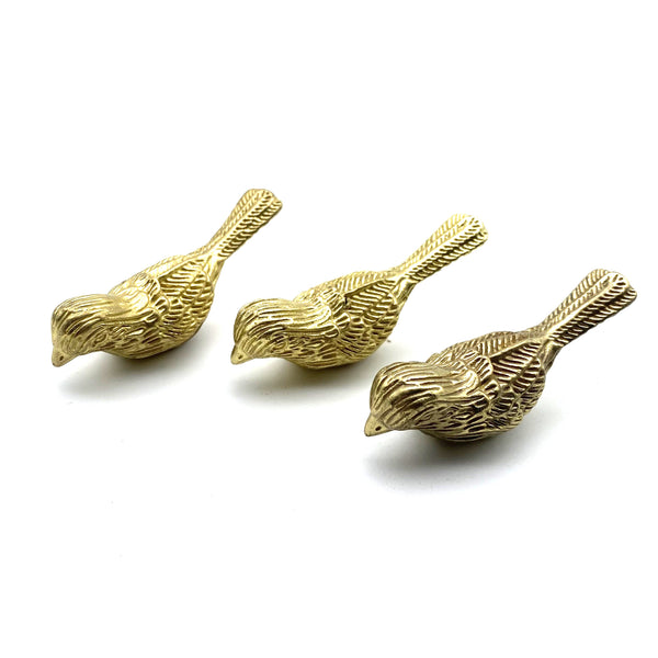 Brass Birds Drawer Pulls | Gold Cabinet Handles for Wardrobe, Wine Cellar & Luxury Furniture