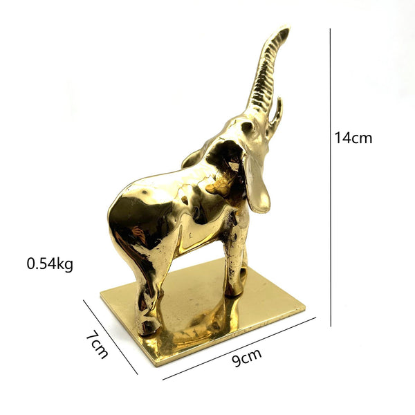 Brass Elephant Figurine Gold Animal Statue for Room Decoration