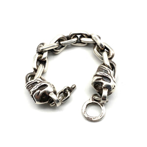 925 Sterling Silver Skull Charm Bracelets Men's Fashion Jewelry,Biker's Bracelet,Punk Style Hip Hop Skull Bead Bracelets