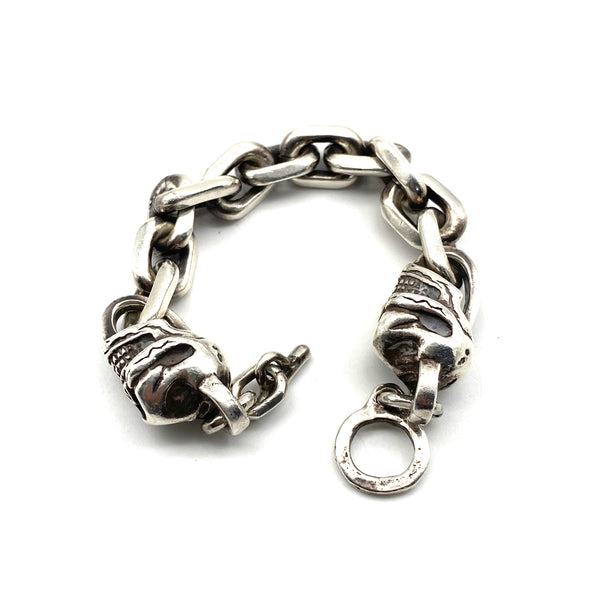 925 Sterling Silver Skull Charm Bracelets Men's Fashion Jewelry,Biker's Bracelet,Punk Style Hip Hop Skull Bead Bracelets
