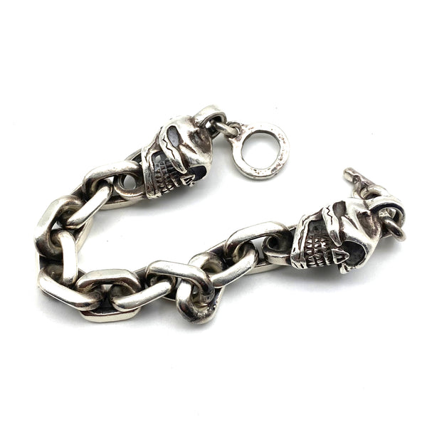 925 Sterling Silver Skull Charm Bracelets Men's Fashion Jewelry,Biker's Bracelet,Punk Style Hip Hop Skull Bead Bracelets