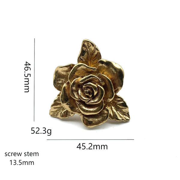 Rose Flower Drawer Knob | Brass Drawer Pull | Cabinet Handles Knob for Wardrobe, Wine Cellar & Luxury Furniture