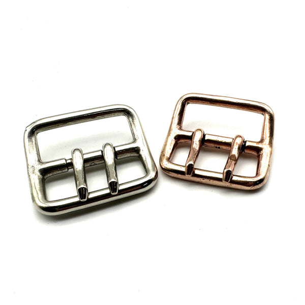 Copper Double Pin Buckle 40mm Two Prong Brass Belt Buckle