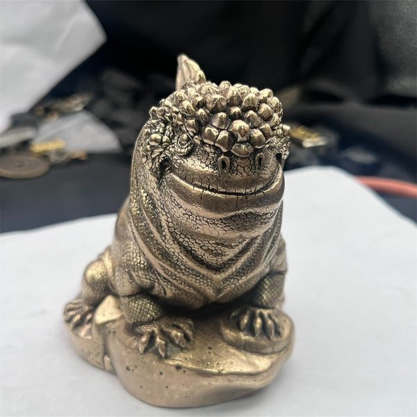 Brass Iguana Statue 1.6kg,House Decoration Art Ornament,Iguana Figurine for Home Improvement