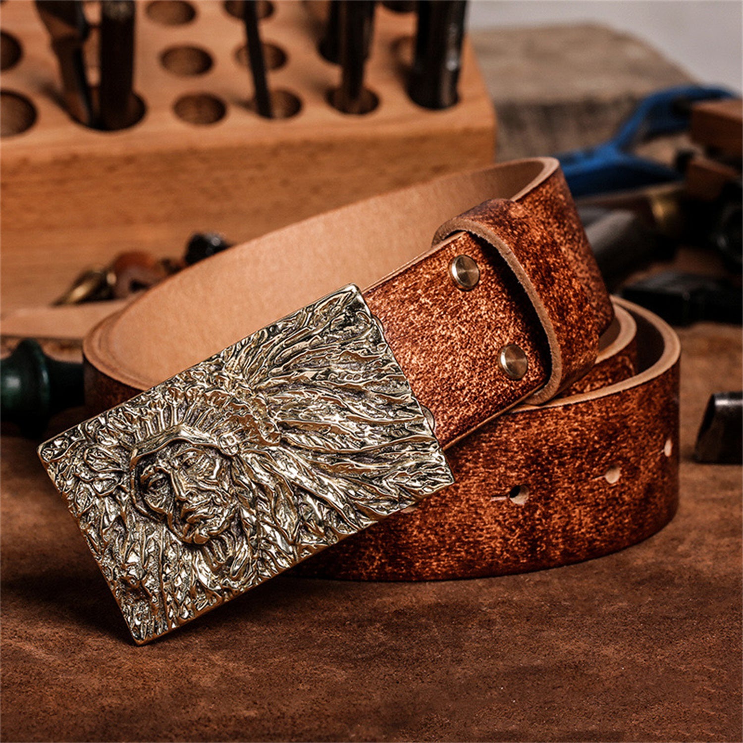 NWOT LEATHER LINK BELT MADE IN INDIA India main image 4