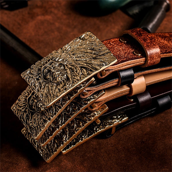 Indian Chief Buckle Handmade Leather Craft Belt Buckle,Men's Fashion Buckle