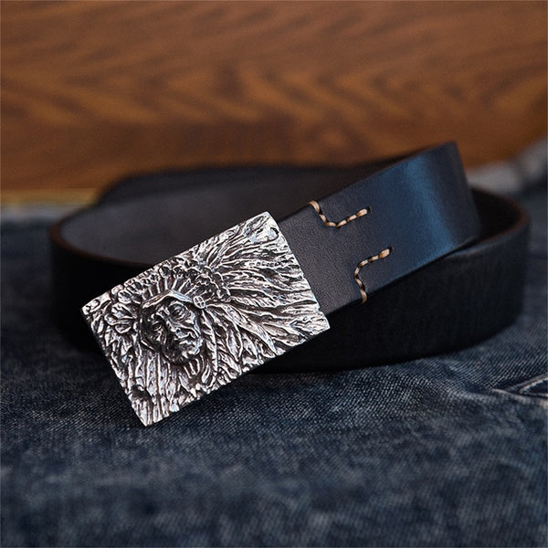 Indian Chief Buckle Handmade Leather Craft Belt Buckle,Men's Fashion Buckle