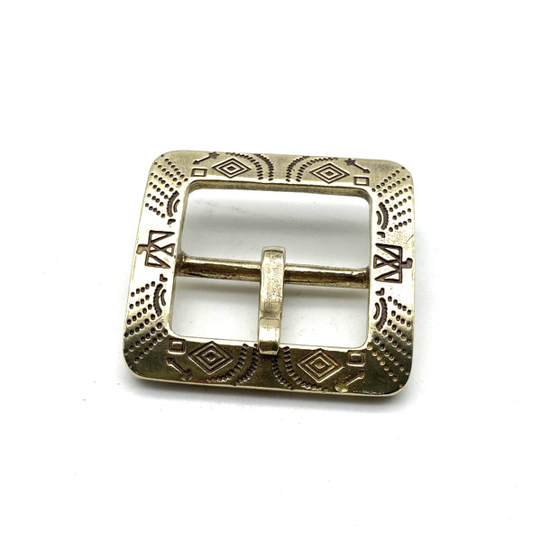 Brass Indian Symbol Center Pin Buckle 1 1/2'' Leather Belt Buckle